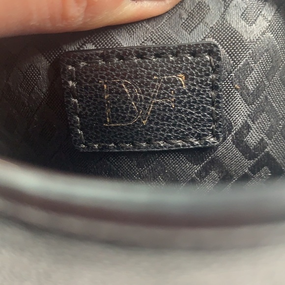 Diane Von Furstenberg 440 Black Leather Micro Mini Exotic Print Bag Chain Strap - Picture 12 of 16